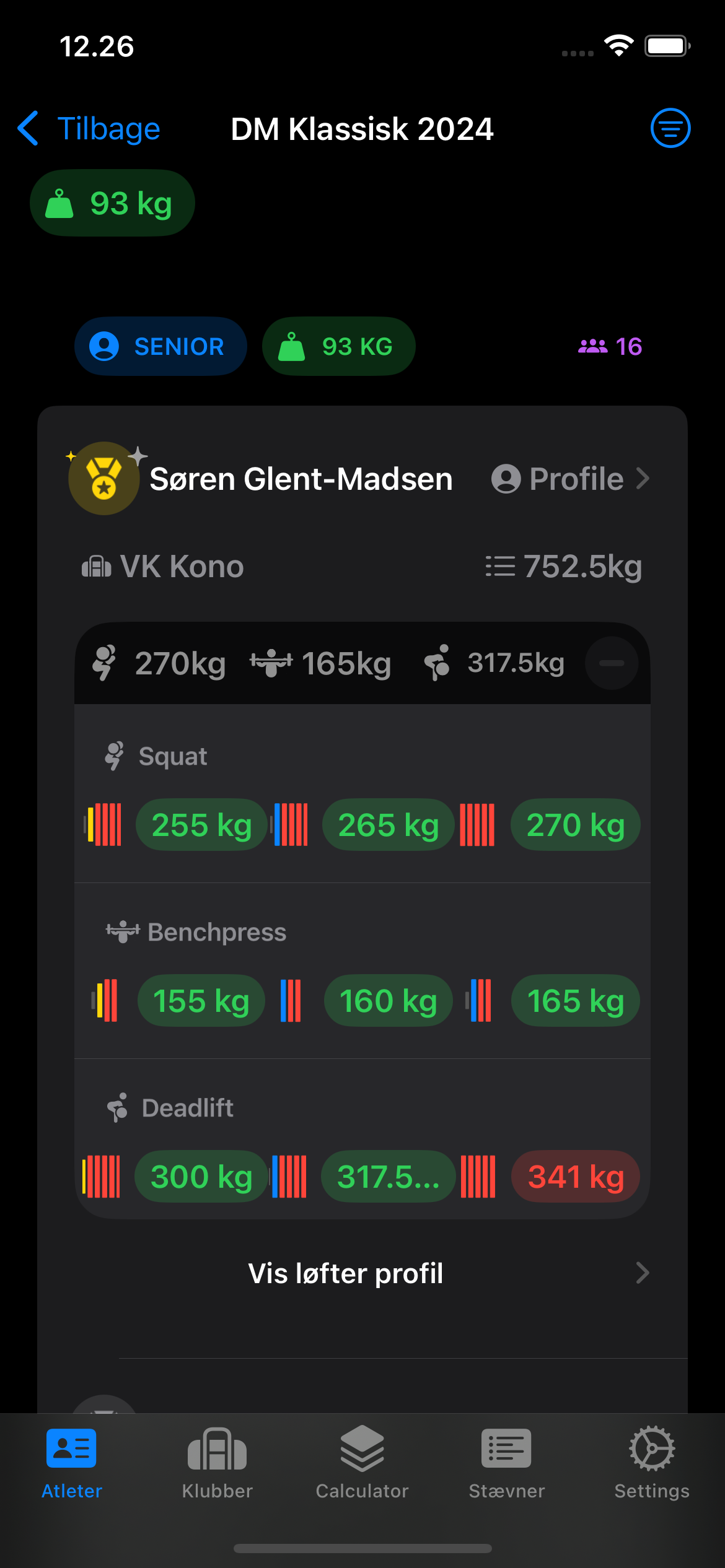 Filtrering af stævner